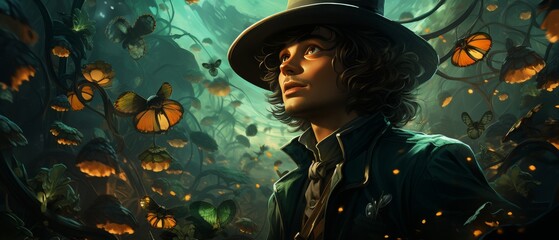 Enchanted Forest with Butterflies and Dreamy Atmosphere