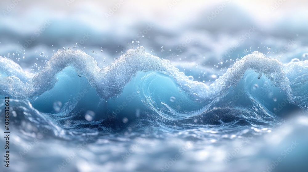 Aufkleber close-up of blue ocean waves crashing and creating foam.
