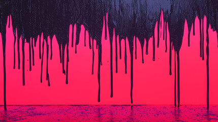 Abstract Pink and Black Dripping Paint Background: Trendy Graphic Design Texture