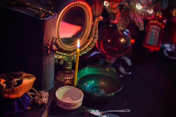 Rite on Christmas, wicca or pagan energy magic. Christmas eve prediction. Attracting love, money...