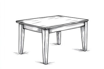 coloring page for kids, modern table, cartoon style, on white background 