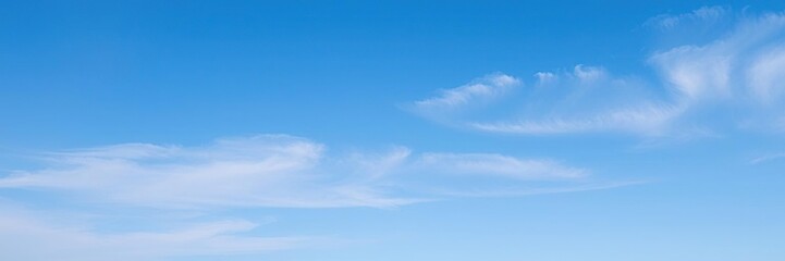Fototapeta premium A tranquil blue sky with a few wispy stratus clouds stretching across the horizon, calming, stratus clouds, blue sky