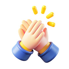 clap Hands with yellow notice 3d  cartoon style illustration 