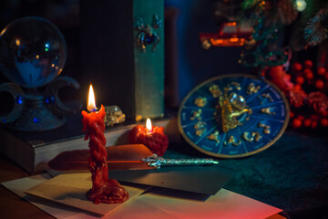Rite on Christmas, wicca or pagan energy magic. Christmas eve prediction. Attracting love, money...