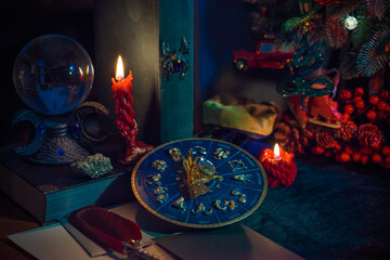 Rite on Christmas, wicca or pagan energy magic. Christmas eve prediction. Attracting love, money...
