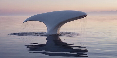 Naklejka premium Minimalist Whale Tail at Sunrise