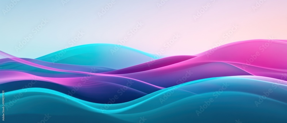 Poster abstract waves in vibrant colors creating a soothing visual effect.