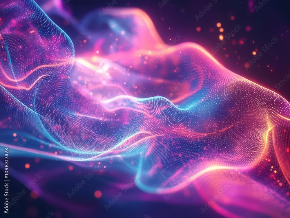 Aufkleber vibrant abstract futuristic background with swirling shapes and neon colors, creating a dynamic 3d r
