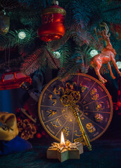 Rite on Christmas, wicca or pagan energy magic. Christmas eve prediction. Attracting love, money...