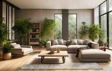 Fototapeta premium Scandinavian, Modern Living Room