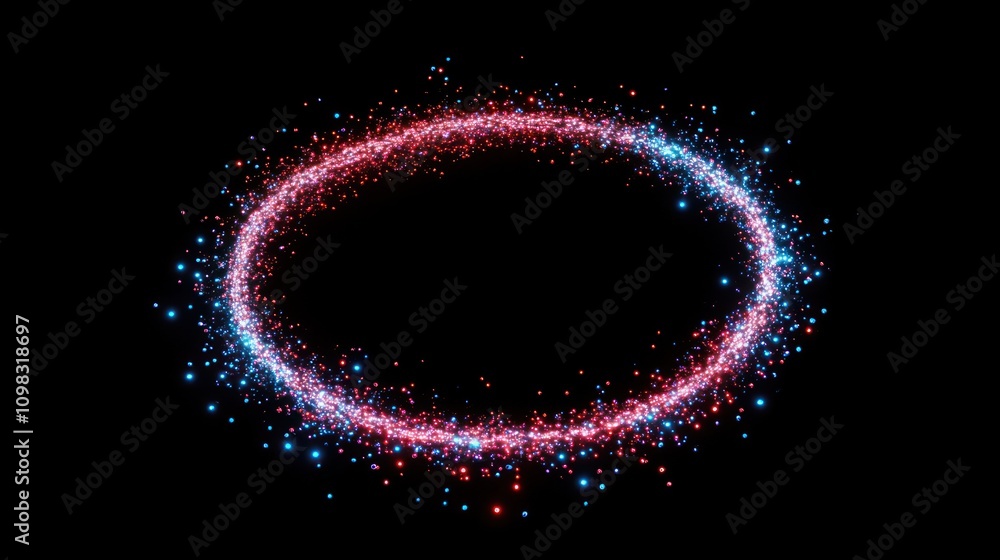 Aufkleber a colorful circular pattern of particles in red and blue, representing a cosmic or scientific concep