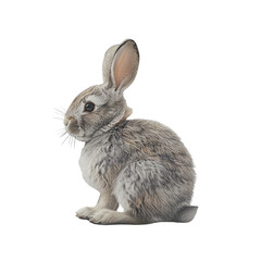 Obraz premium Cute Rabbit Sitting on White Background