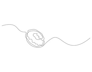 Obraz premium Continuous line drawing of donut. One line donut drawing. One line bakery concept. Single line vector illustration