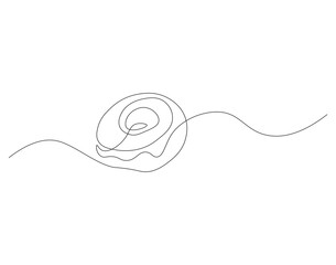 Obraz premium Continuous line drawing of donut. One line donut drawing. One line bakery concept. Single line vector illustration