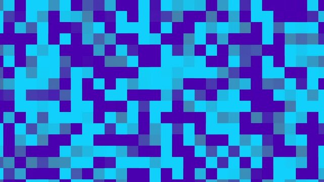 Abstrak blue pixel retro 8bit noise static, square black and blue animated retro video game random pixelated background