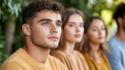 Fototapeta premium Portrait of Young Adults in Nature with Focus on Male Model