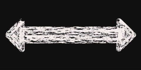Hand drawn straight long arrow drawn crayon, chalk or charcoal. Arrow pointing right.