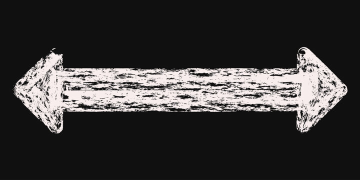 Hand drawn straight long arrow drawn crayon, chalk or charcoal. Arrow pointing right.