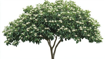 Blooming Tree in Lush Green Foliage