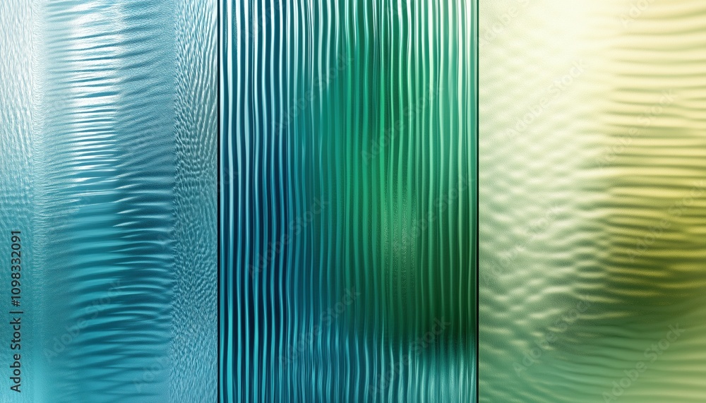 Poster ribbed frosted glass texture with gradient polycarbonate and reeded blue green window design for a 3