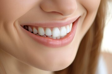 Fototapeta premium Woman smiling showing perfect teeth and healthy gums