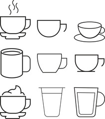 Fototapeta premium Cup coffee icon. Silhouette tea cup symbol, espresso sign in vector flat. Coffee cup icon flat set, pack, collection. Vector illustration symbol and bonus pictogram.