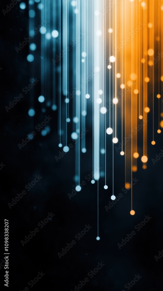 Poster abstract digital lines in blue and orange with a dark background creating a modern feel.
