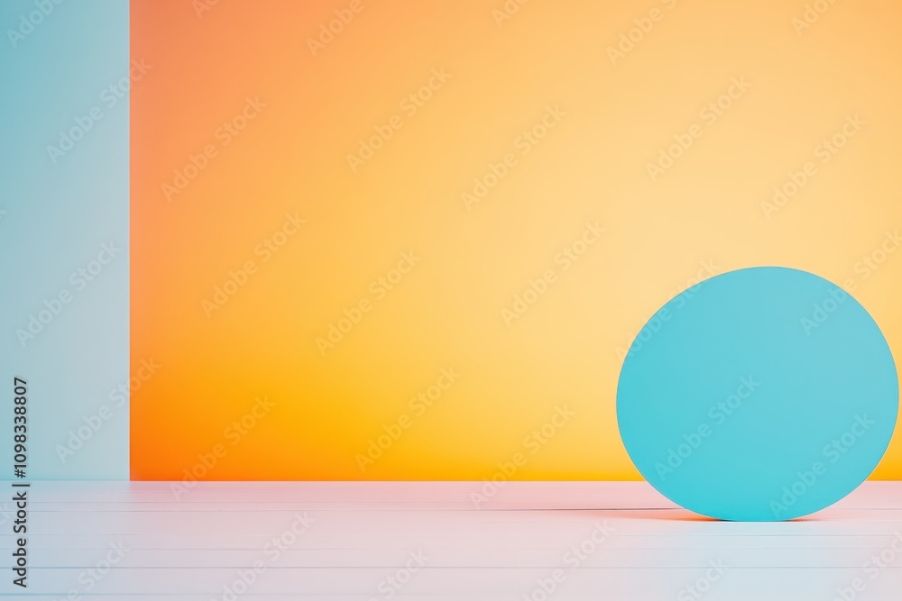 Poster abstract minimalism with a circular shape against a vibrant gradient wall.