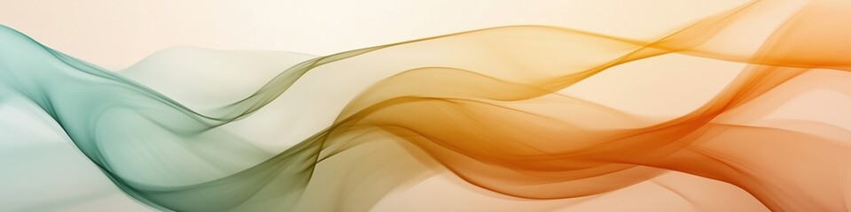 Abstract background with light brown, green and golden yellow colors, smooth lines, light gradient, soft curves, minimalist design, pastel color palette