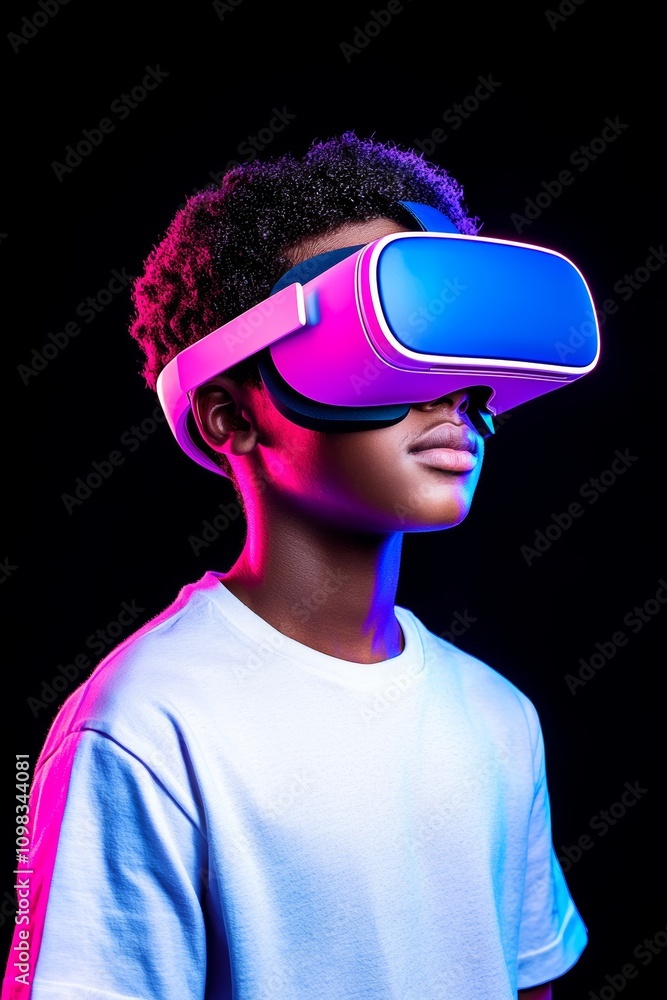 Poster a man engages with virtual reality by using a vr headset.