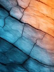 Naklejka premium Close-up of textured surfaces showcasing vibrant blue and orange patterns.