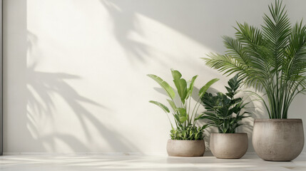 Fototapeta premium Potted plants in modern style for interior design or wallpaper.