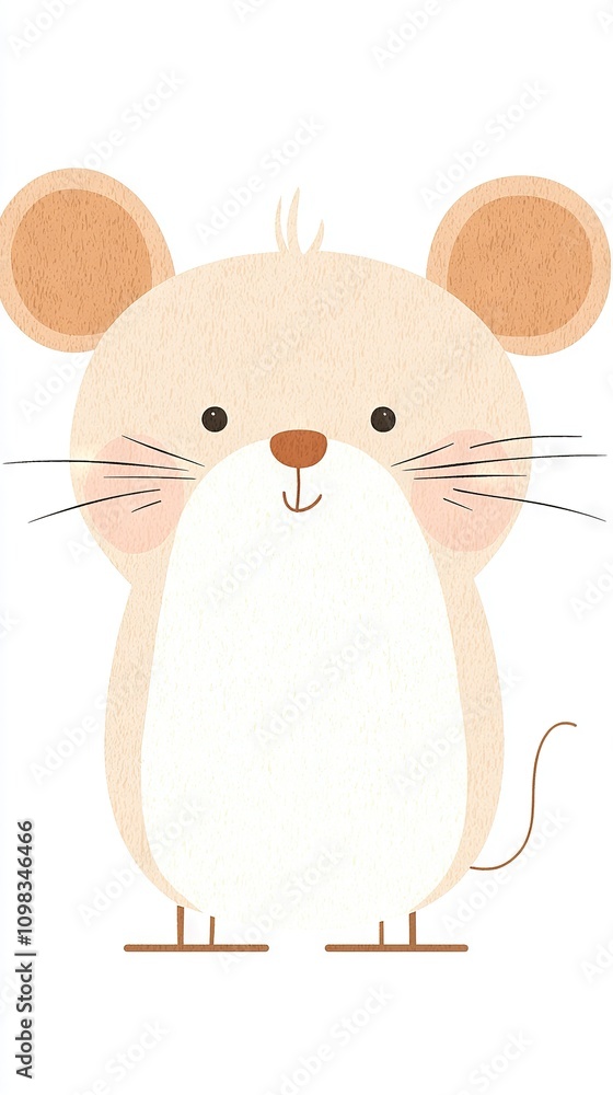 Poster an image of a white mouse with mouse written inside its face