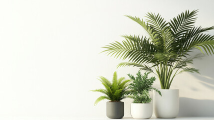 Obraz premium Potted plants in modern style for interior design or wallpaper.