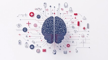 Conceptual of the human brain and its cognitive processes including idea processing problem solving and innovation