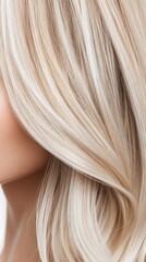 Fototapeta premium Close up view of flowing blonde hair styled in soft waves under bright lighting