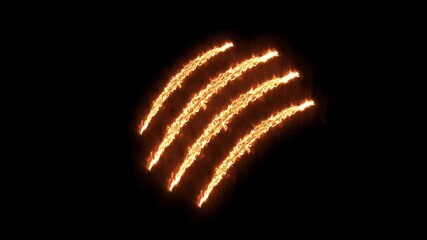 claw effect animated animal scratch effect flaming scratch light effect 4k neon fire scratch looping