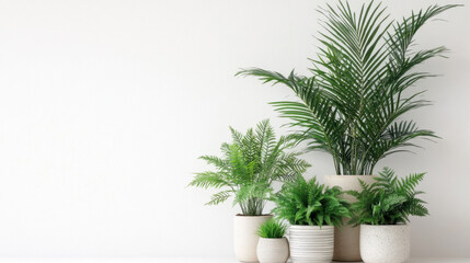Fototapeta premium Potted plants in modern style for interior design or wallpaper.