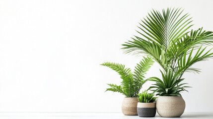 Fototapeta premium Potted plants in modern style for interior design or wallpaper.