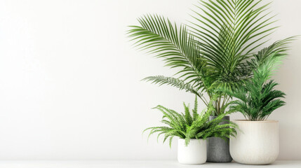 Fototapeta premium Potted plants in modern style for interior design or wallpaper.