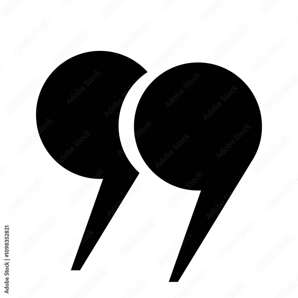 Fototapete round quotation marks icons are black on a white background. quotes, isolated vector icons in the fo