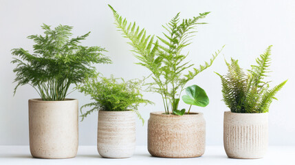 Fototapeta premium Potted plants in modern style for interior design or wallpaper.