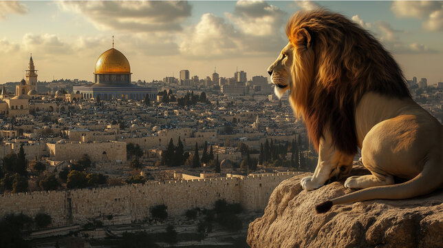 Lion of Judah watching over Jerusalem City, Israel