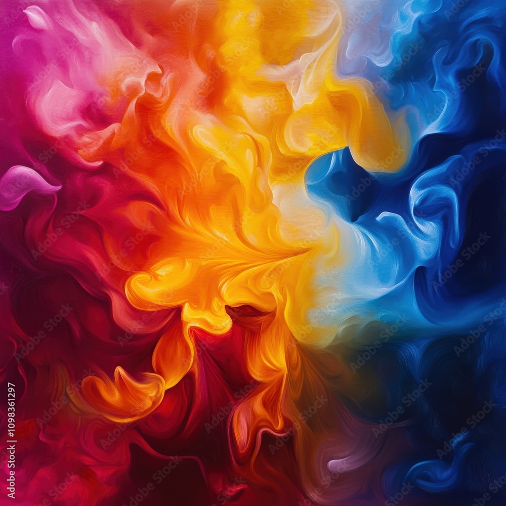 Poster vibrant abstract swirl of colors creating an emotional and dynamic visual experience.