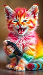 Rainbow cat having fun 😊