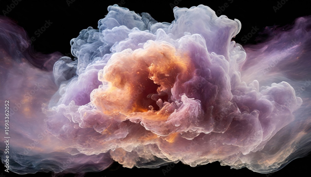Poster harmonious nebula cloud patterns gracefully swirling into mesmerizing abstract formations, embodying