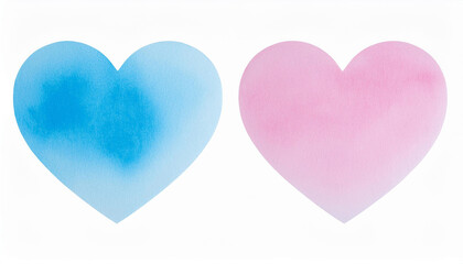 Obraz premium Pastel Pink and Blue Heart Shapes Watercolor Style Background