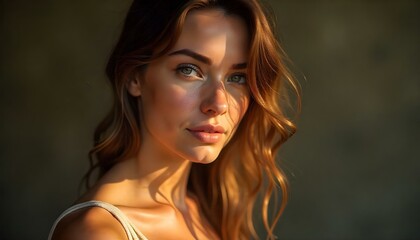 Naklejka premium Young beautiful woman face portrait.