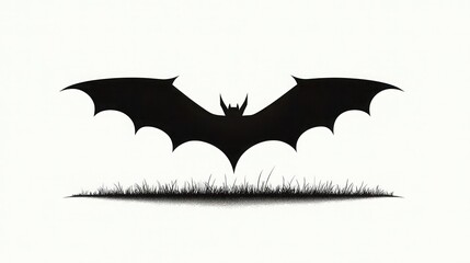 Fototapeta premium Horrifying Minimalist Black Bat Illustration for Halloween