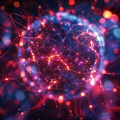 Obraz premium Abstract sphere background with plexus effect. 3D surface.